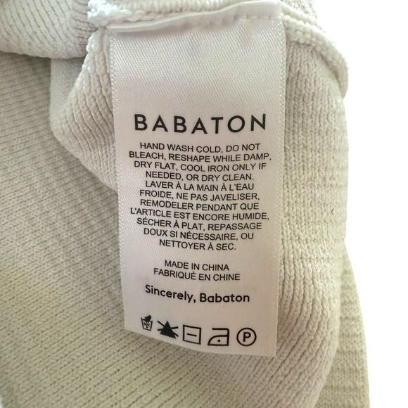 Aritzia Babaton Sculpt Knit Squareneck Cropped Top Ribbed Cream SL - Size M - Picture 8 of 8